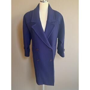 Vintage 100% Wool Trench Coat Purple Petite USA Union Made Retro S-M